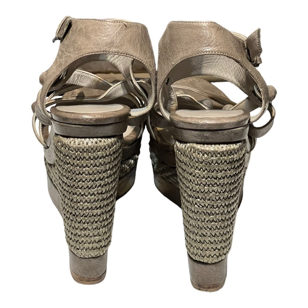 Balenciaga Arena Platform Wedge Espadrille Sandal Slate Gray Leather 8.5/40 - Picture 2 of 9